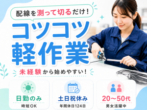 軽作業／配線カット／日勤／土日祝休み