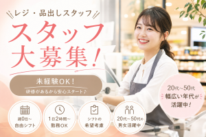 食品スーパーの店舗スタッフ／レジ・品出しメイン