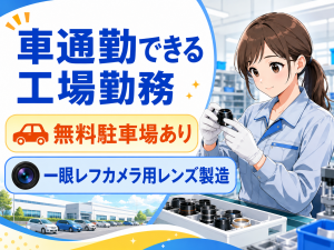 レンズ部品の組立・検査／日勤または2交替／通勤者向け