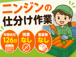 にんじんの仕分け作業／重量物扱いなし／髪色ネイル自由