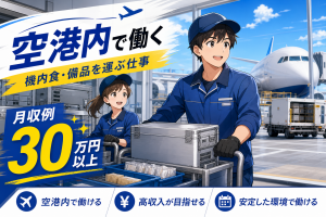 機内食カート積み込み／空港内の工場／未経験安心