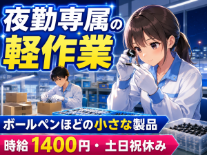 軽作業スタッフ／検査・梱包／夜勤専属