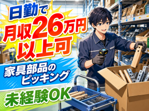 倉庫内作業／家具部品のピッキング／日勤／大手メーカー