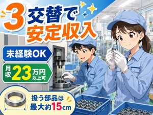 小型自動車部品の製造・検査／3交替