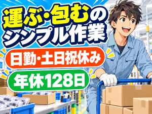 工場内作業／小型モーターの梱包・資材運搬／日勤