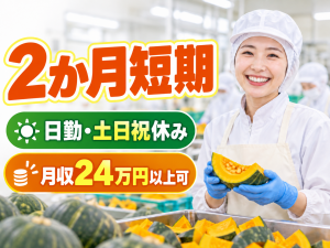 2か月短期／食品工場スタッフ・かぼちゃ加工／長期でも相談可