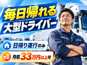 大型トラック運転手／2交替／経験者募集／日帰り輸送