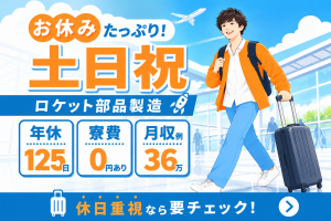 航空機・ロケット部品の製造／土日祝休み／月収例36万